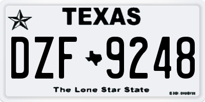 TX license plate DZF9248