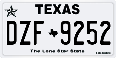 TX license plate DZF9252