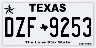 TX license plate DZF9253