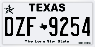 TX license plate DZF9254