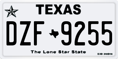 TX license plate DZF9255