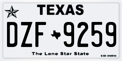 TX license plate DZF9259