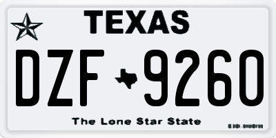 TX license plate DZF9260