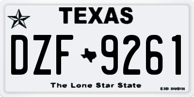 TX license plate DZF9261