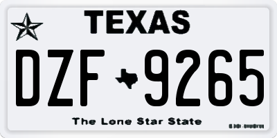 TX license plate DZF9265