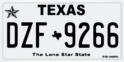 TX license plate DZF9266