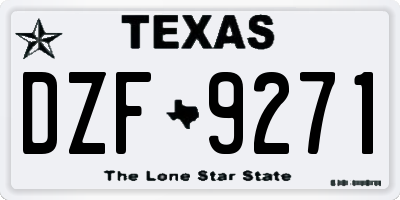 TX license plate DZF9271