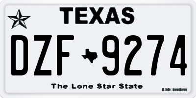 TX license plate DZF9274