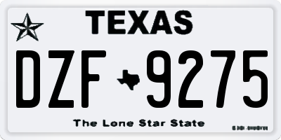 TX license plate DZF9275