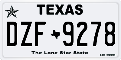 TX license plate DZF9278