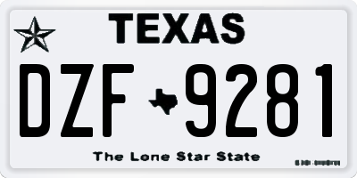 TX license plate DZF9281