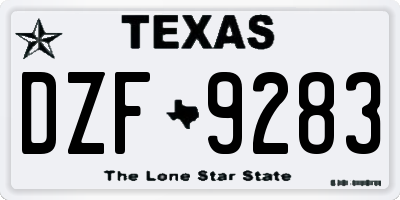 TX license plate DZF9283