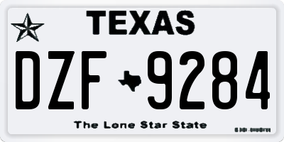 TX license plate DZF9284