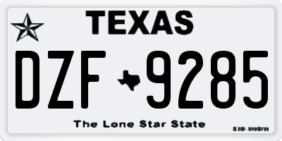 TX license plate DZF9285