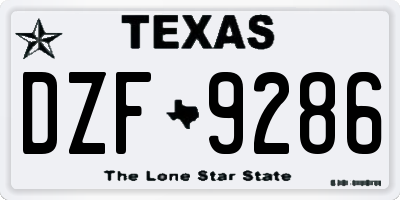 TX license plate DZF9286