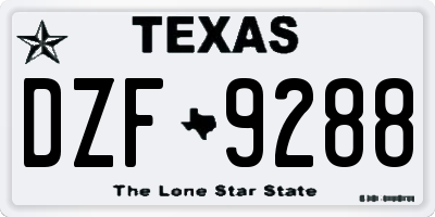TX license plate DZF9288