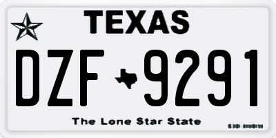 TX license plate DZF9291