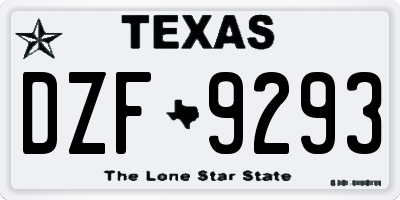 TX license plate DZF9293