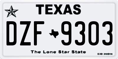 TX license plate DZF9303