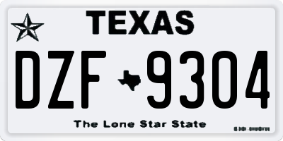 TX license plate DZF9304