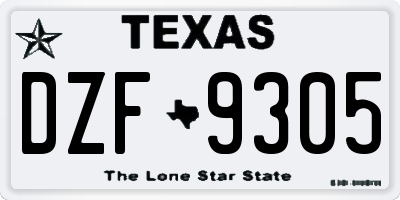 TX license plate DZF9305