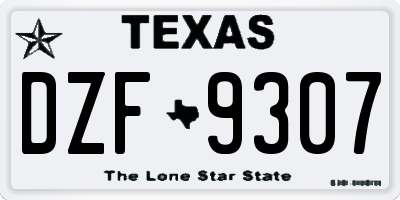 TX license plate DZF9307