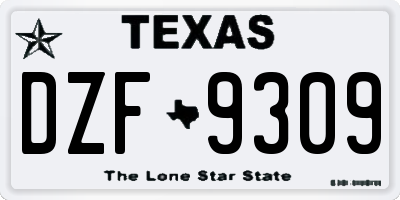 TX license plate DZF9309