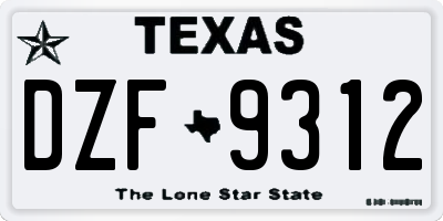 TX license plate DZF9312
