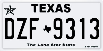 TX license plate DZF9313
