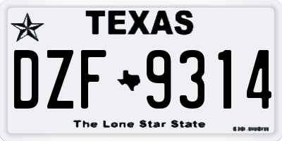 TX license plate DZF9314