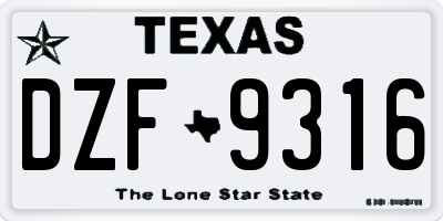 TX license plate DZF9316