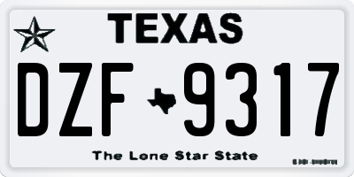 TX license plate DZF9317