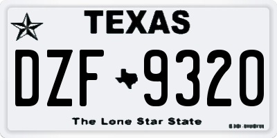 TX license plate DZF9320