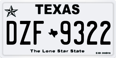 TX license plate DZF9322
