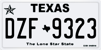 TX license plate DZF9323