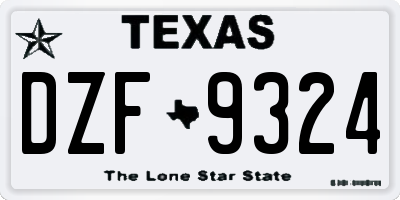 TX license plate DZF9324
