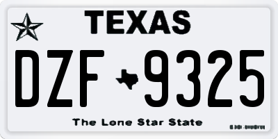 TX license plate DZF9325