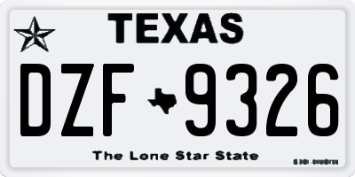TX license plate DZF9326