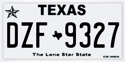 TX license plate DZF9327
