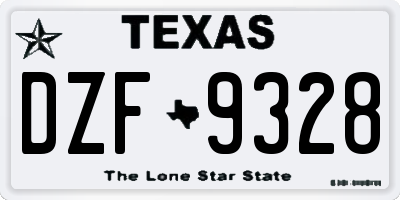 TX license plate DZF9328