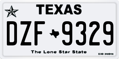 TX license plate DZF9329