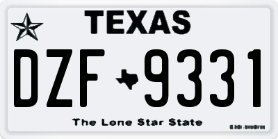 TX license plate DZF9331