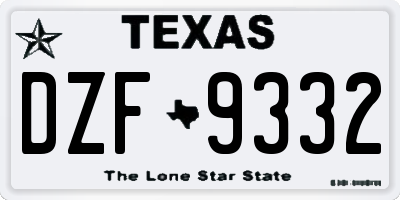 TX license plate DZF9332