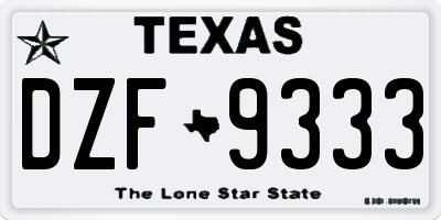 TX license plate DZF9333