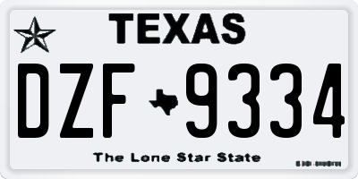 TX license plate DZF9334