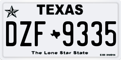 TX license plate DZF9335