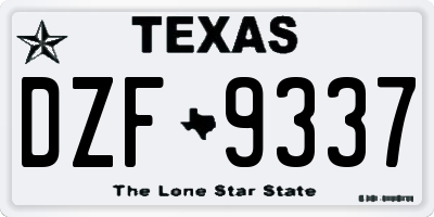 TX license plate DZF9337