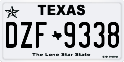 TX license plate DZF9338