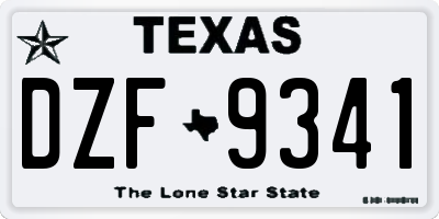 TX license plate DZF9341
