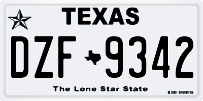 TX license plate DZF9342